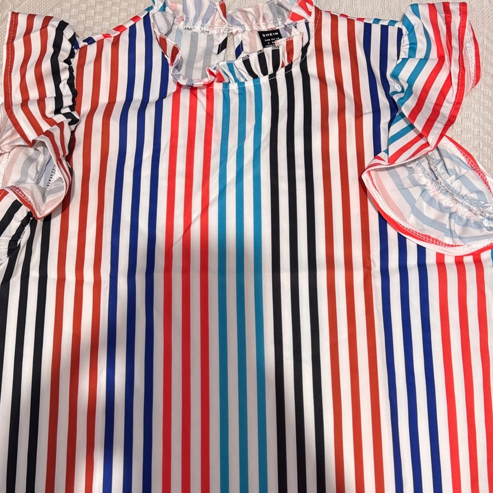 Striped Ruffle Sleeve Top